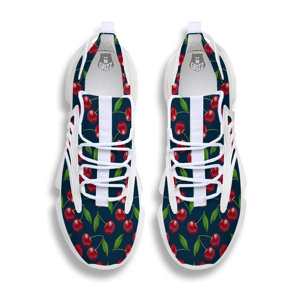 Cherry Red Print Pattern White Gym Shoes-grizzshop