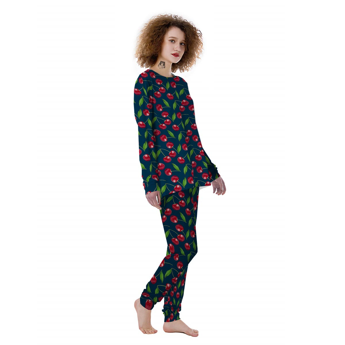 Cherry Red Print Pattern Women's Pajamas-grizzshop