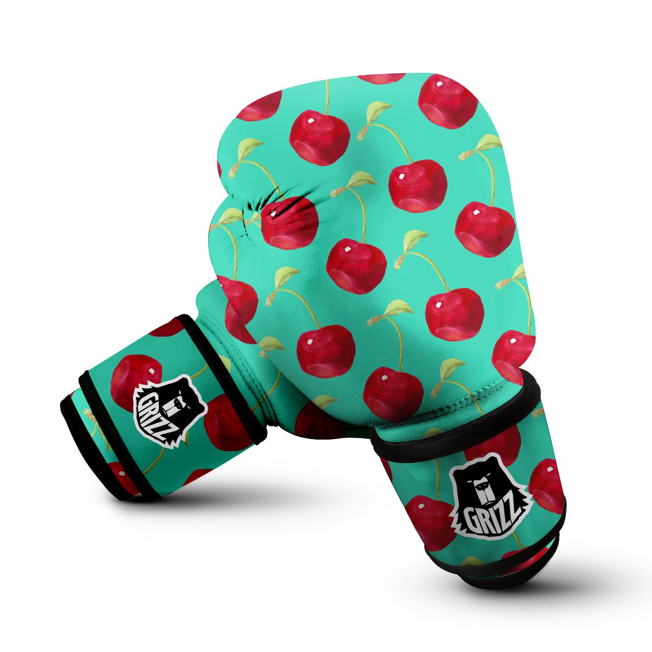 Cherry Watercolor Print Pattern Boxing Gloves-grizzshop