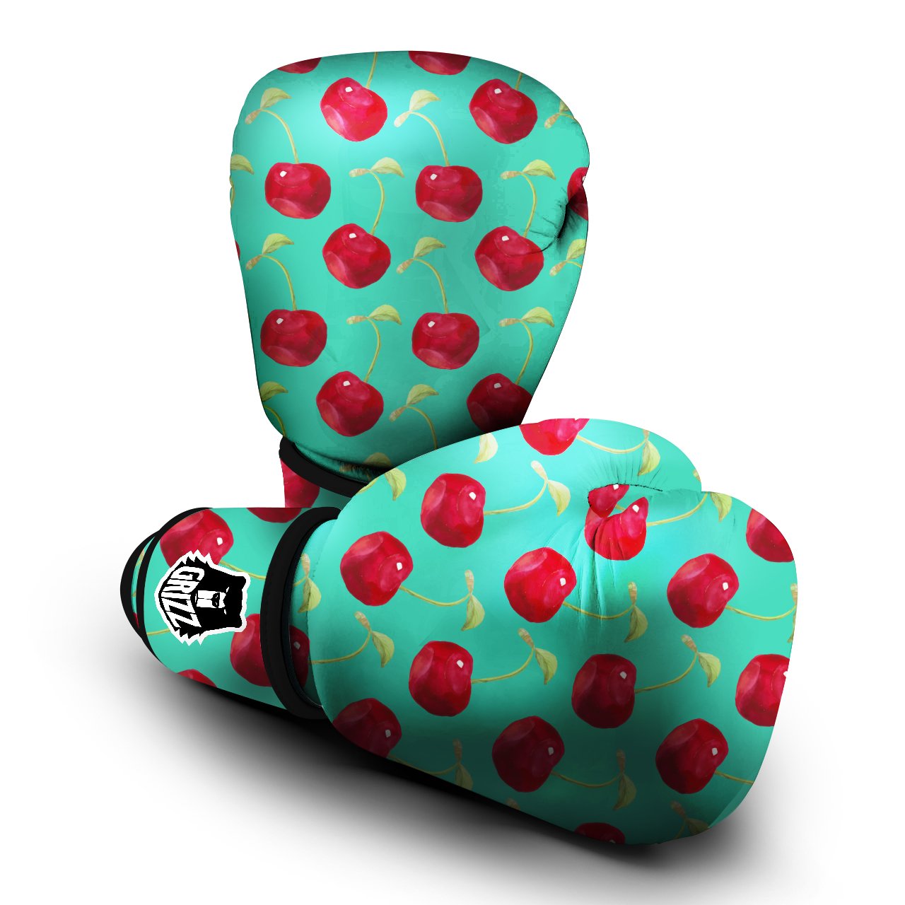 Cherry Watercolor Print Pattern Boxing Gloves-grizzshop