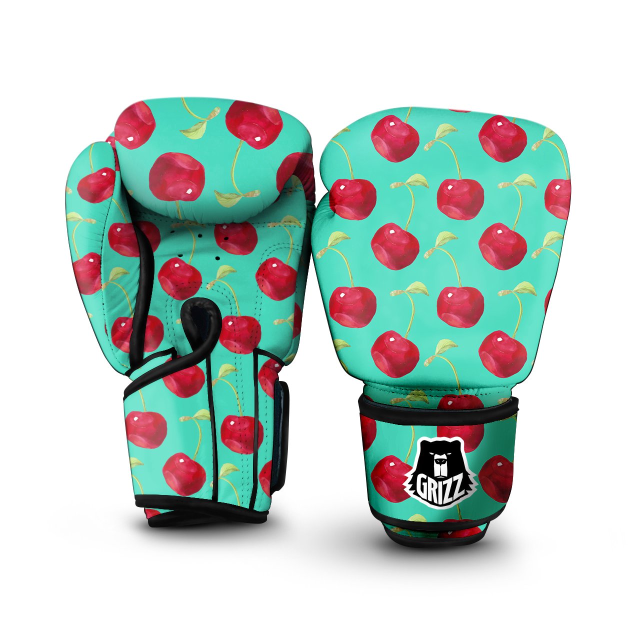Cherry Watercolor Print Pattern Boxing Gloves-grizzshop