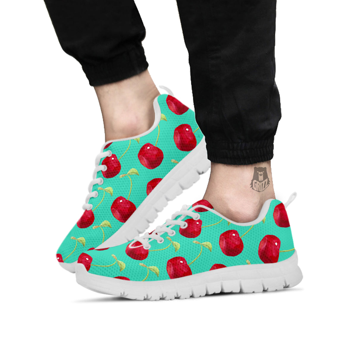 Cherry Watercolor Print Pattern White Sneaker-grizzshop