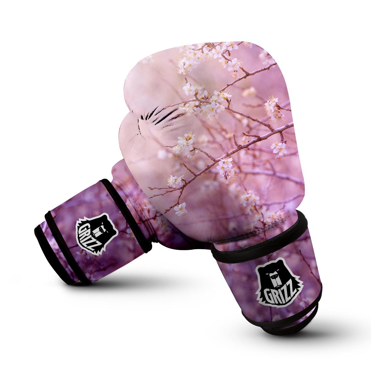 Cherry Blossom Sunrise Japanese Print Boxing Gloves-grizzshop