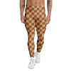 Chess Board Wood Print Pattern Men's Leggings-grizzshop