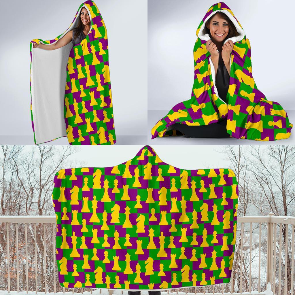 Chess Color Pattern Print Hooded Blanket-grizzshop