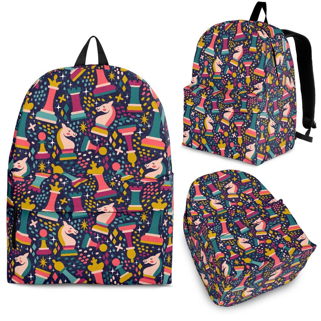 Chess Colorful Pattern Print Backpack-grizzshop