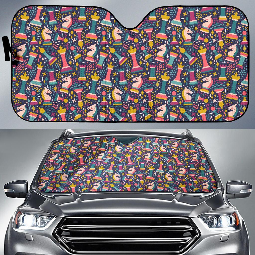 Chess Colorful Pattern Print Car Sun Shade-grizzshop