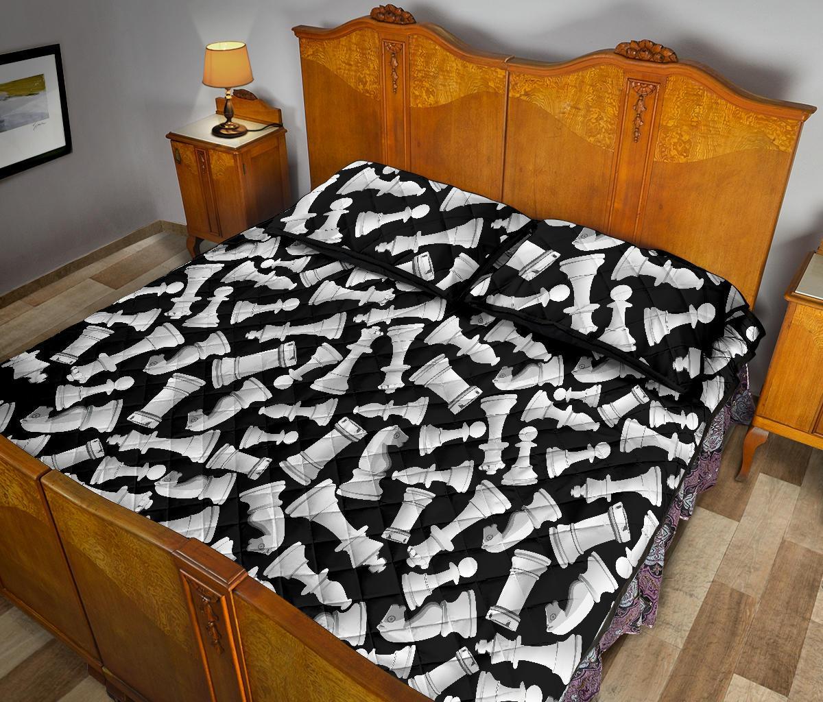Chess Pattern Print Bed Set Quilt-grizzshop