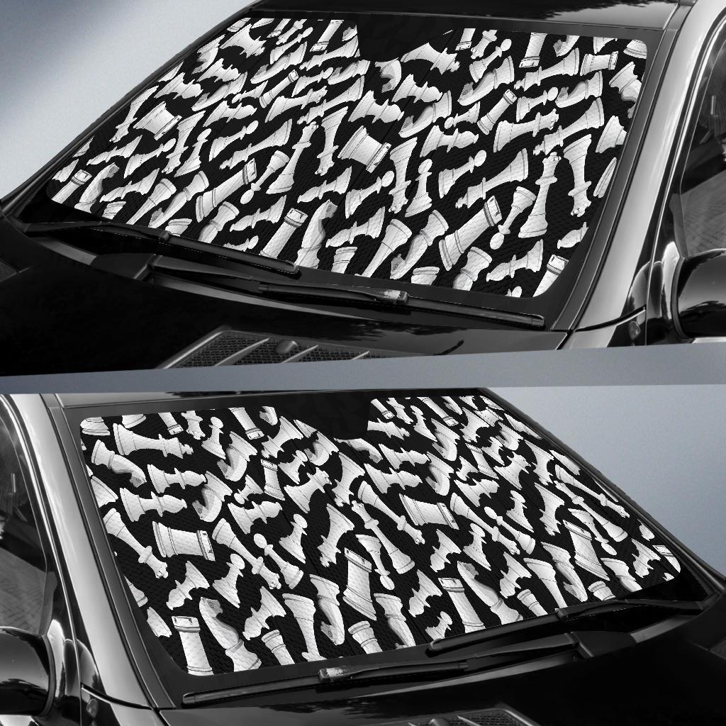 Chess Pattern Print Car Sun Shade-grizzshop