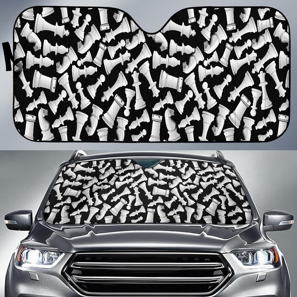 Chess Pattern Print Car Sun Shade-grizzshop