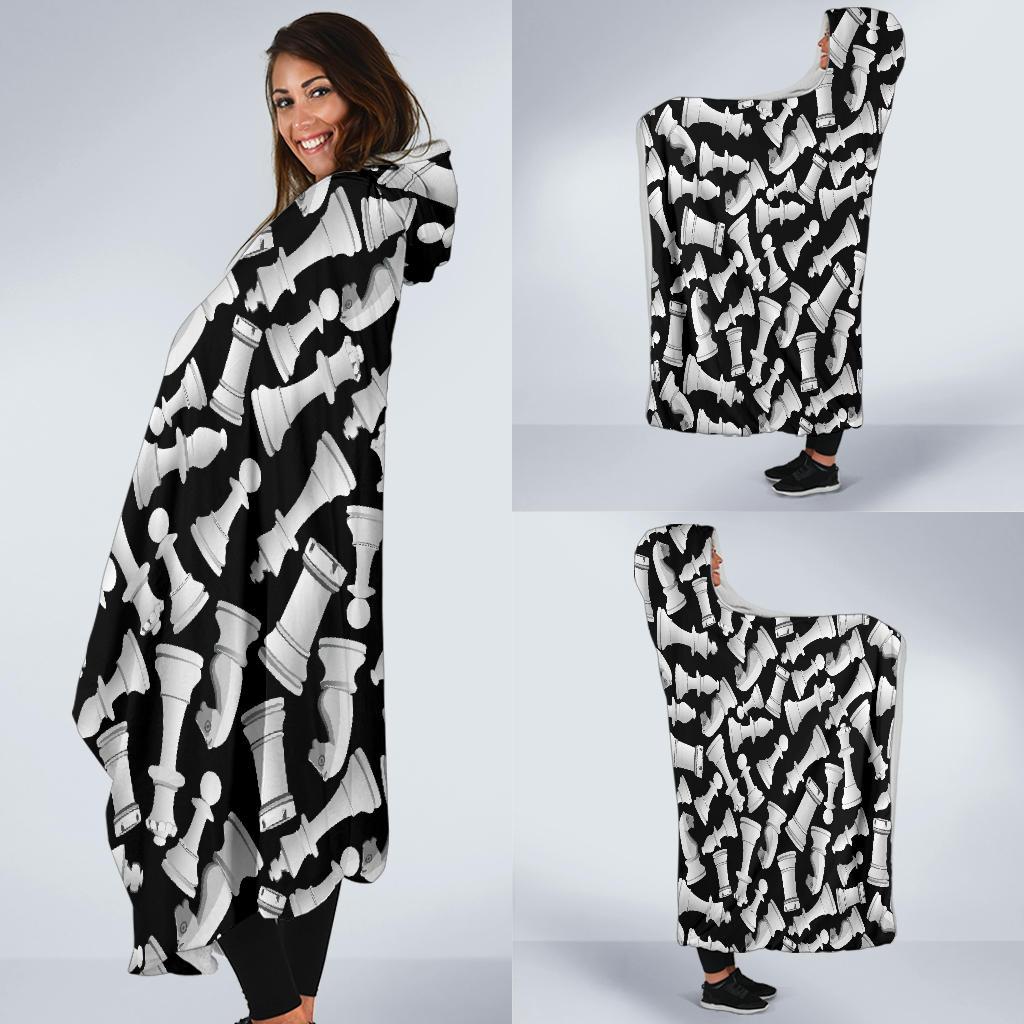 Chess Pattern Print Hooded Blanket-grizzshop