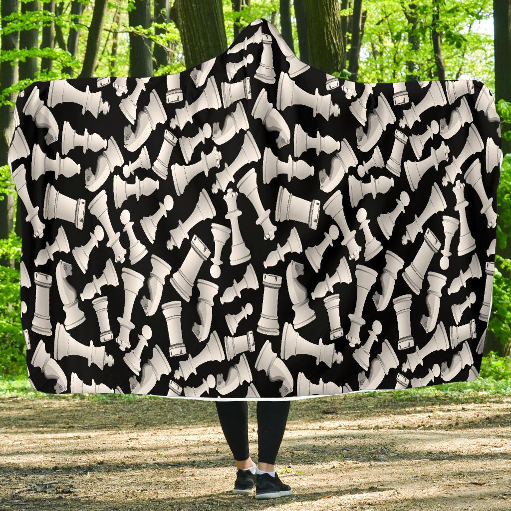 Chess Pattern Print Hooded Blanket-grizzshop