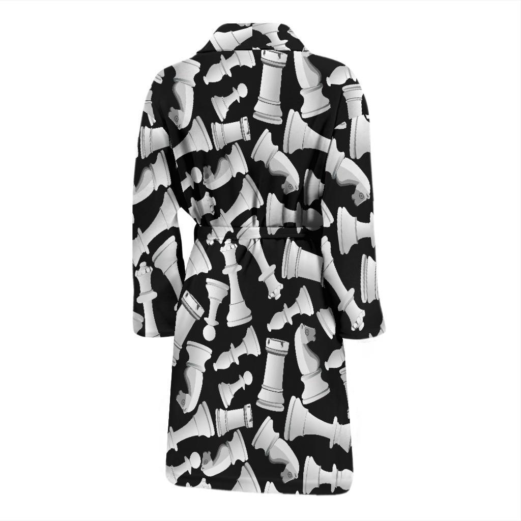 Chess Pattern Print Men Long Robe-grizzshop