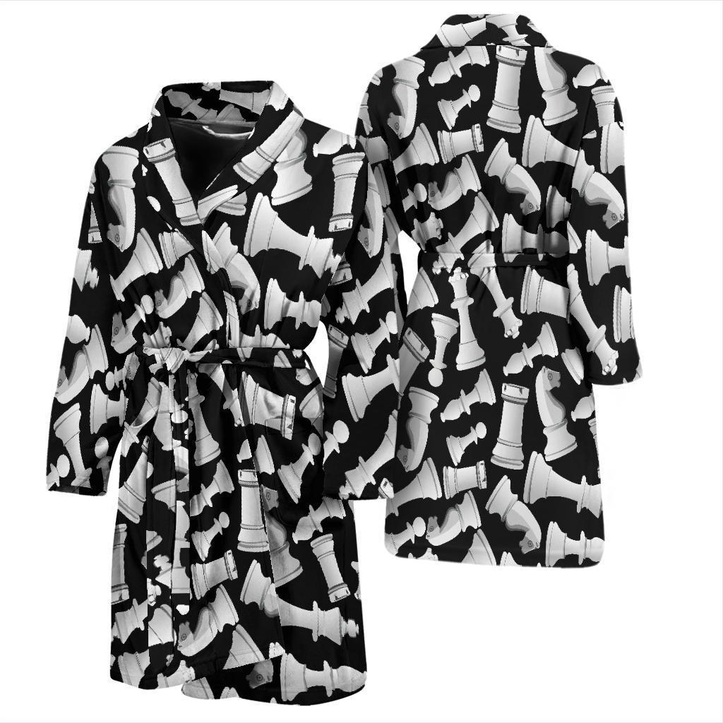 Chess Pattern Print Men Long Robe-grizzshop