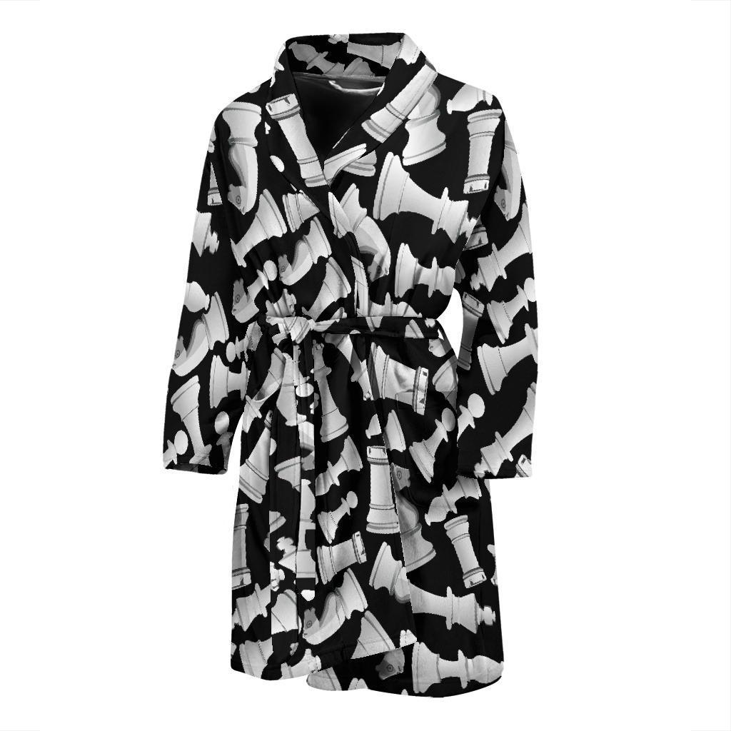 Chess Pattern Print Men Long Robe-grizzshop