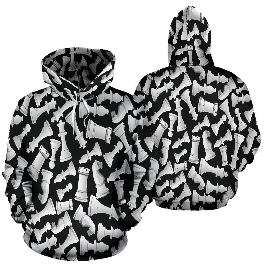 Chess Pattern Print Men Women Pullover Hoodie-grizzshop