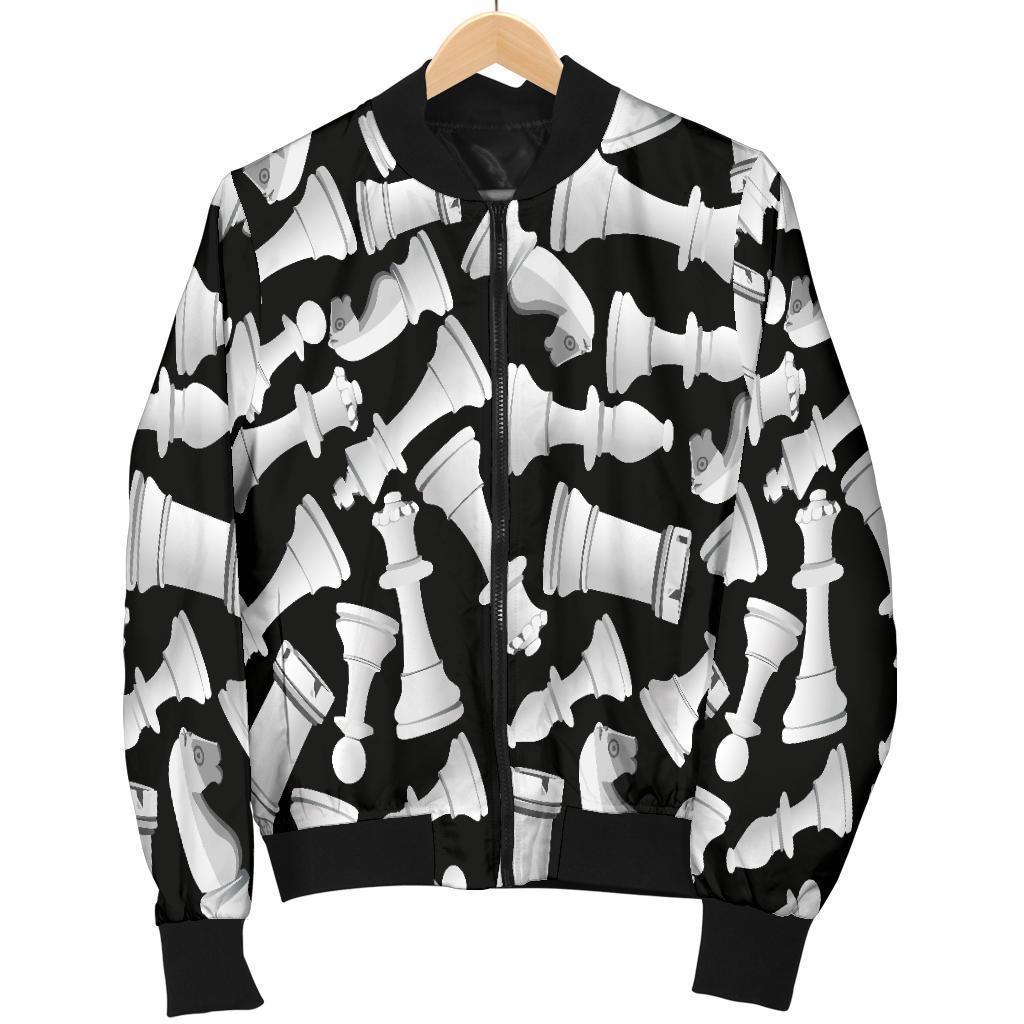 Chess Pattern Print Men's Bomber Jacket-grizzshop