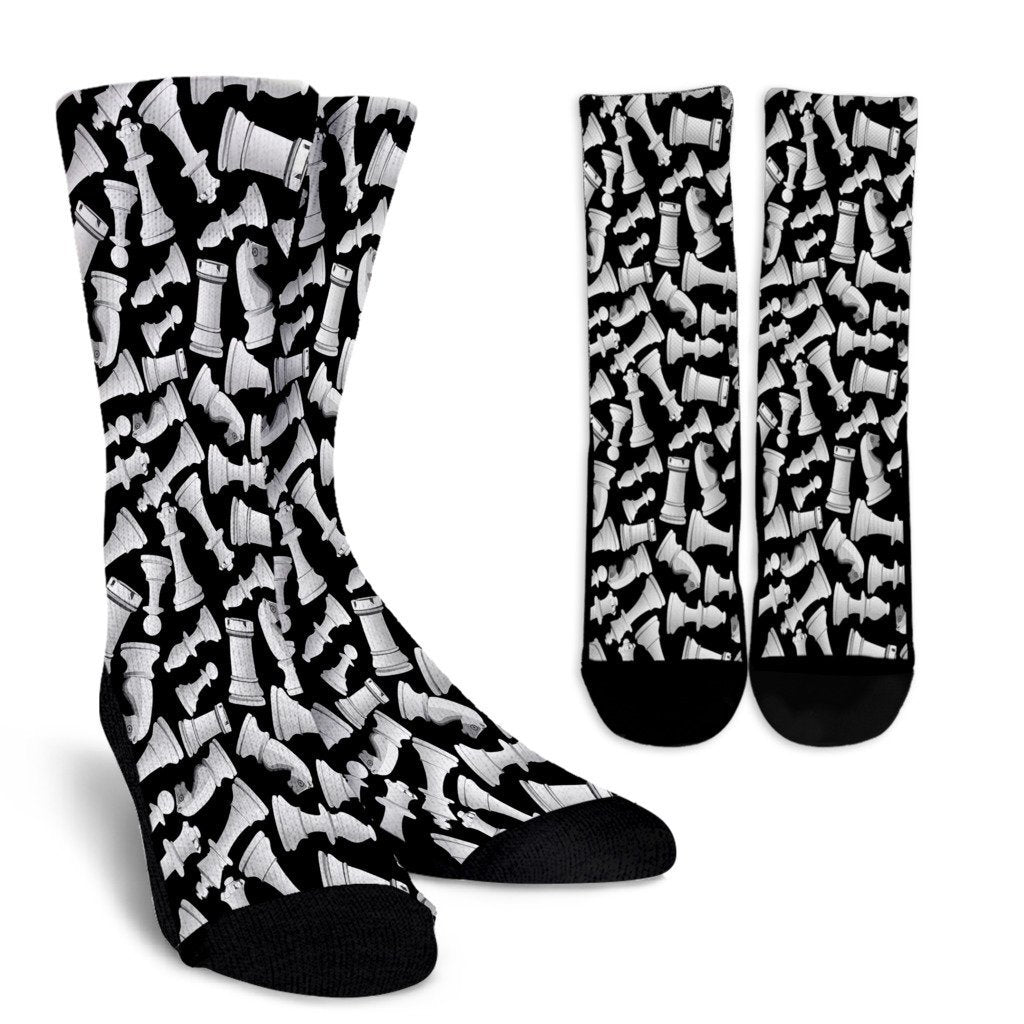 Chess Pattern Print Unisex Crew Socks-grizzshop