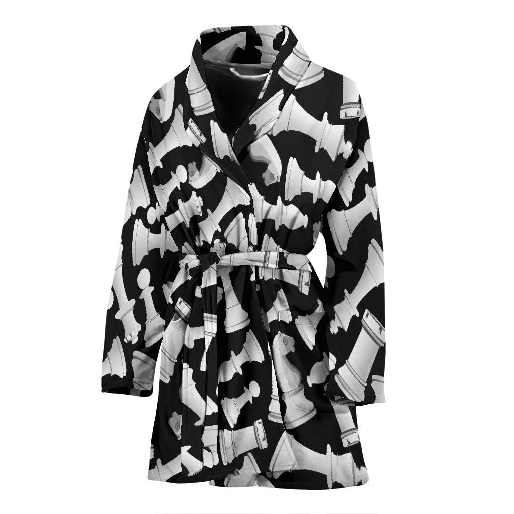 Chess Pattern Print Women Long Robe-grizzshop