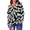 Chess Pattern Print Women Off Shoulder Sweatshirt-grizzshop