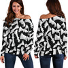 Chess Pattern Print Women Off Shoulder Sweatshirt-grizzshop