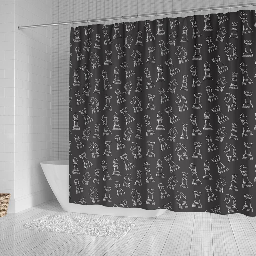 Chess Print Pattern Bathroom Shower Curtain-grizzshop