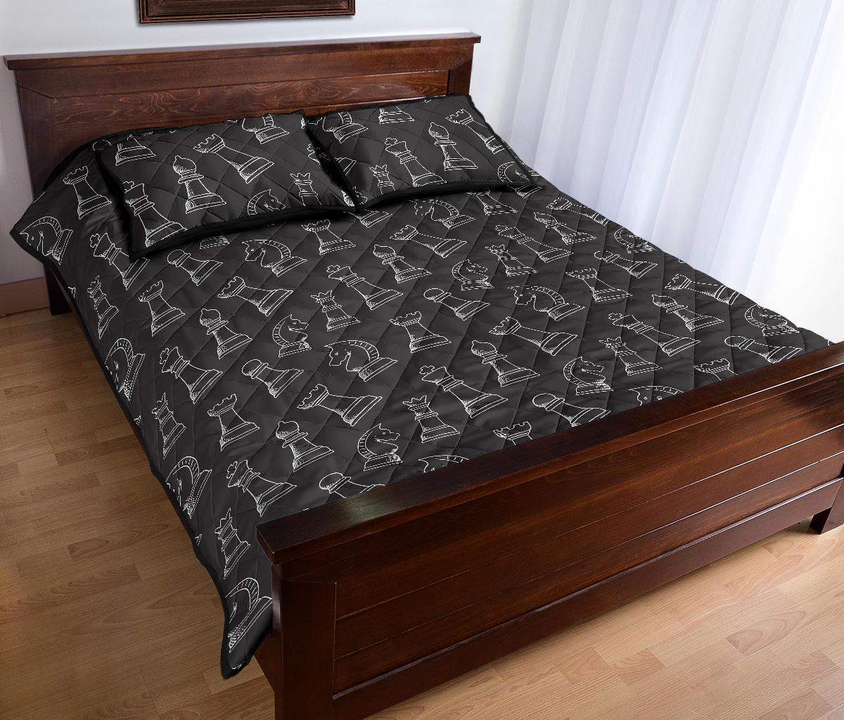 Chess Print Pattern Bed Set Quilt-grizzshop