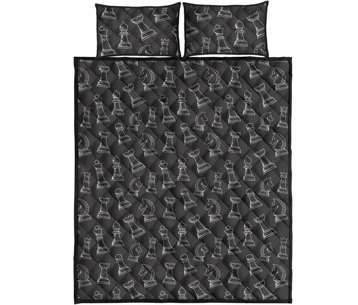 Chess Print Pattern Bed Set Quilt-grizzshop