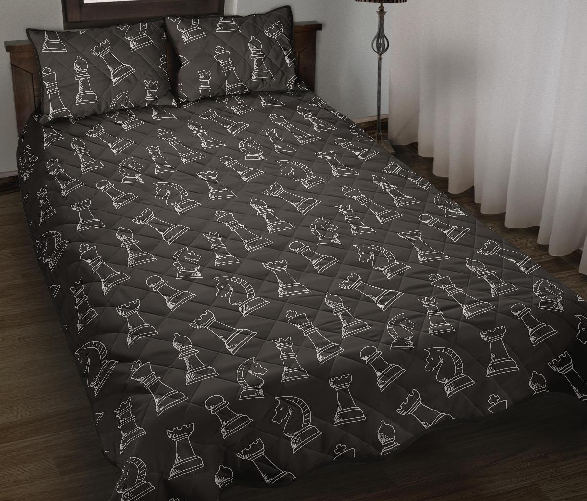 Chess Print Pattern Bed Set Quilt-grizzshop