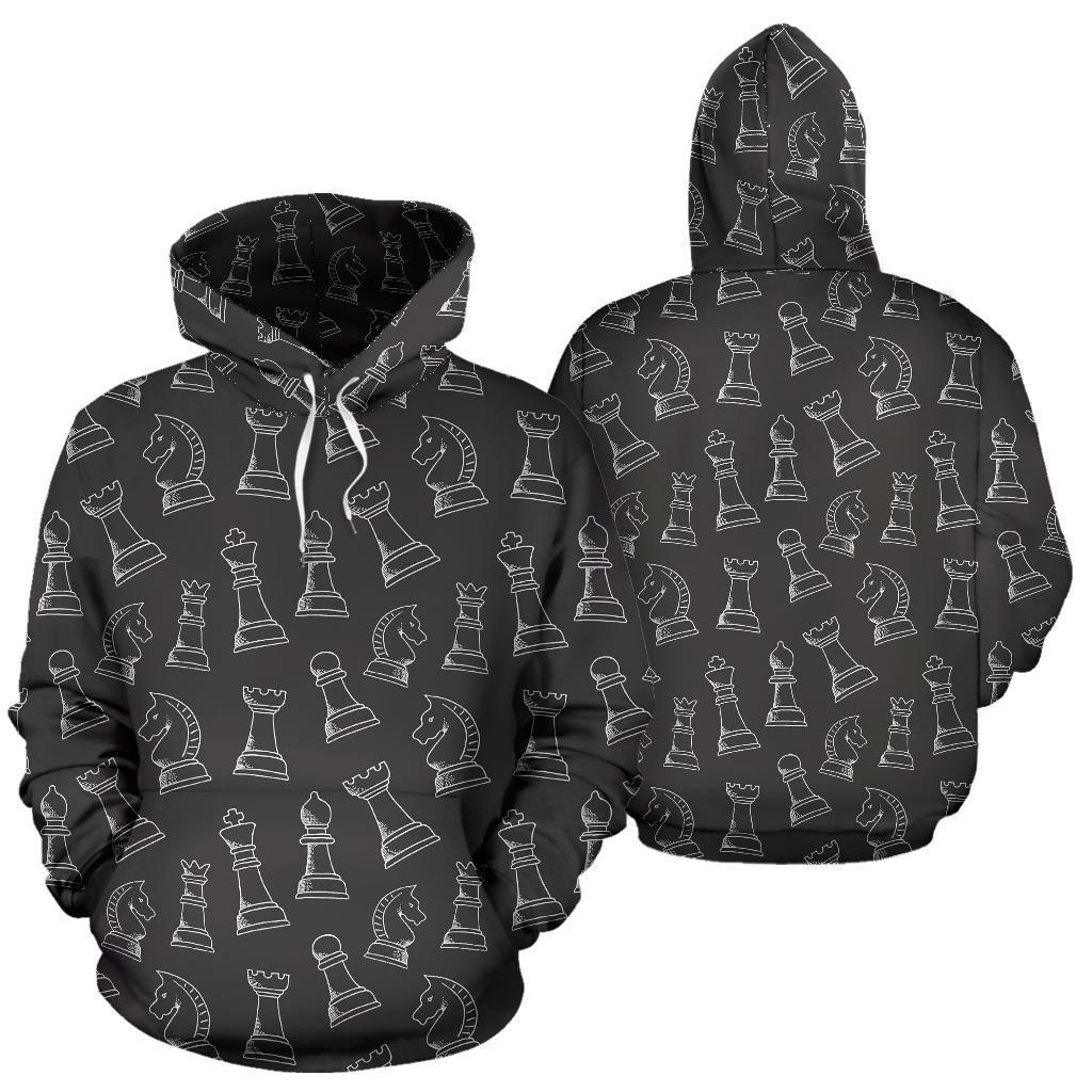 Chess Print Pattern Men Women Pullover Hoodie-grizzshop