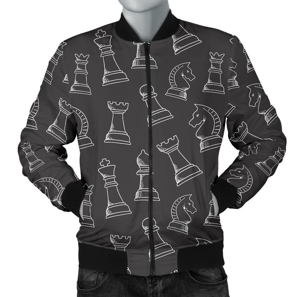 Chess Print Pattern Men's Bomber Jacket-grizzshop