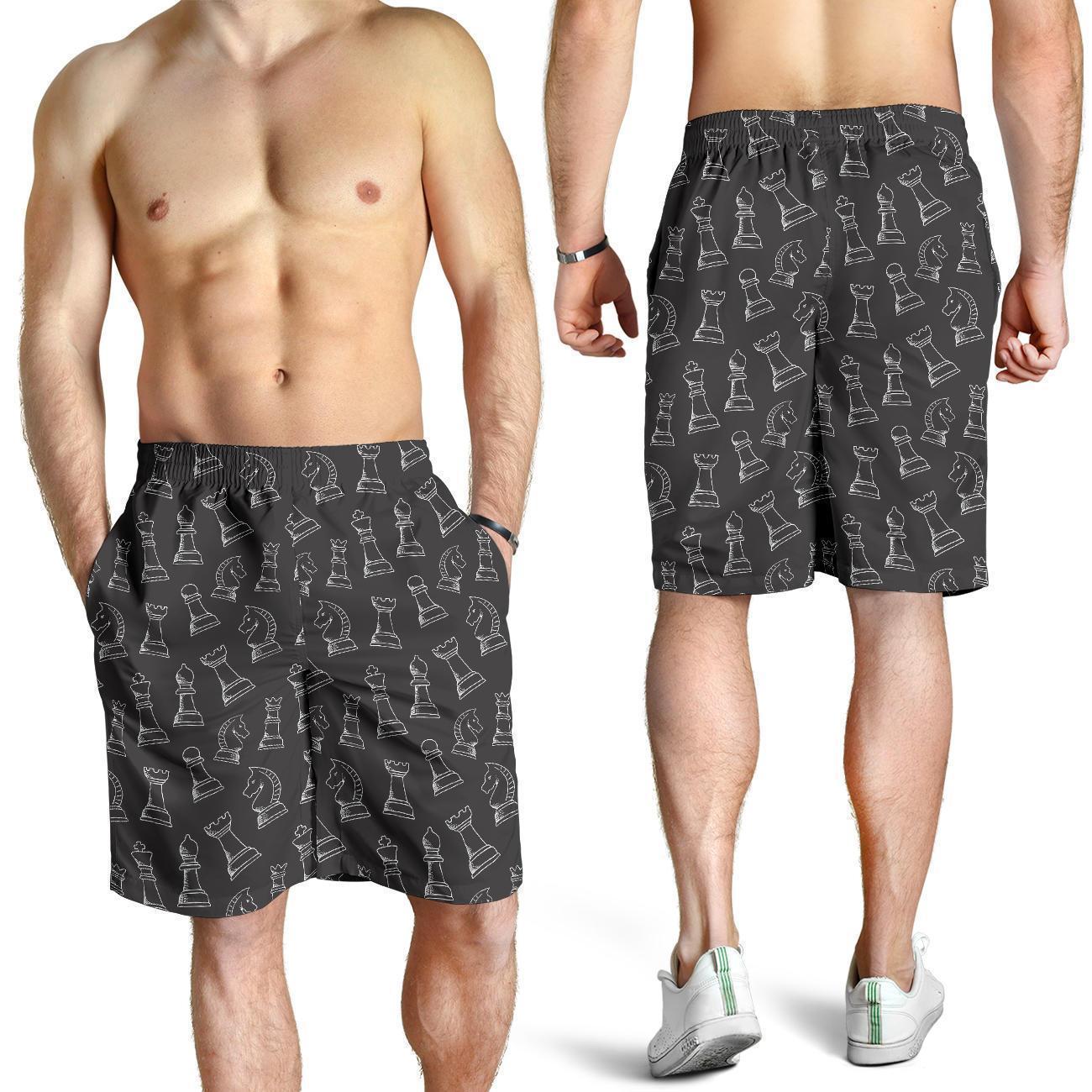 Chess Print Pattern Men's Shorts-grizzshop