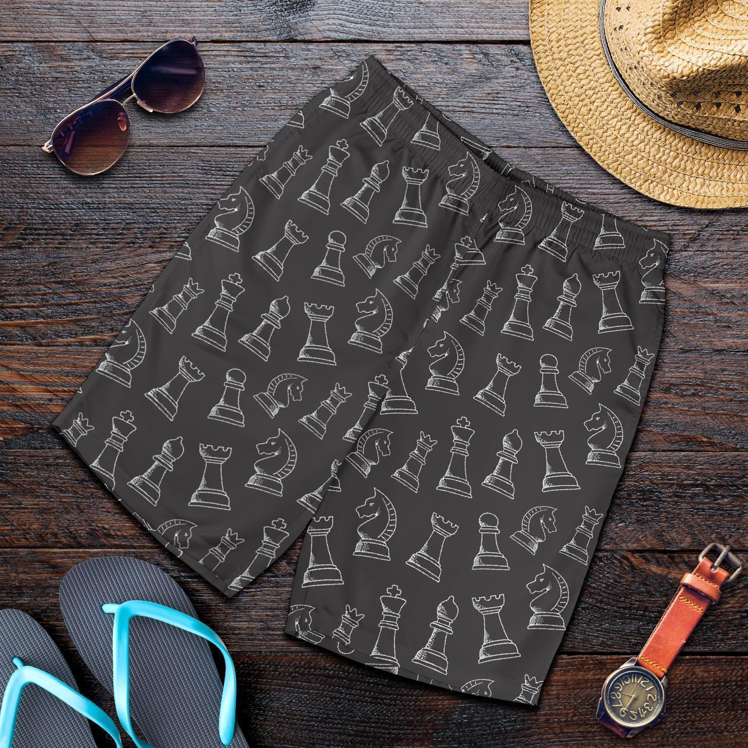 Chess Print Pattern Men's Shorts-grizzshop