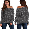 Chess Print Pattern Women Off Shoulder Sweatshirt-grizzshop