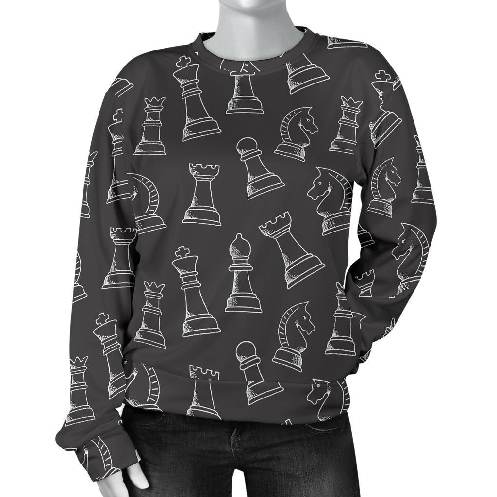 Chess Print Pattern Women's Sweatshirt-grizzshop