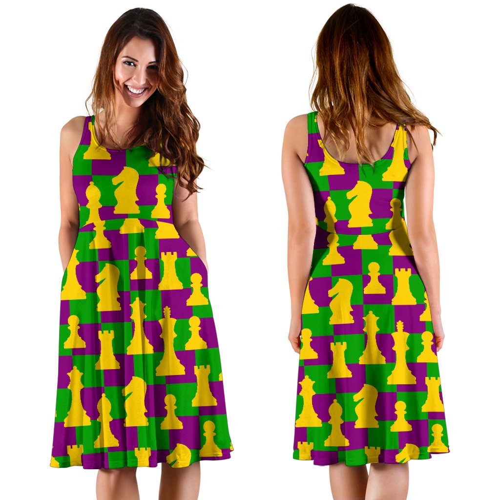 Chess Color Pattern Print Dress-grizzshop