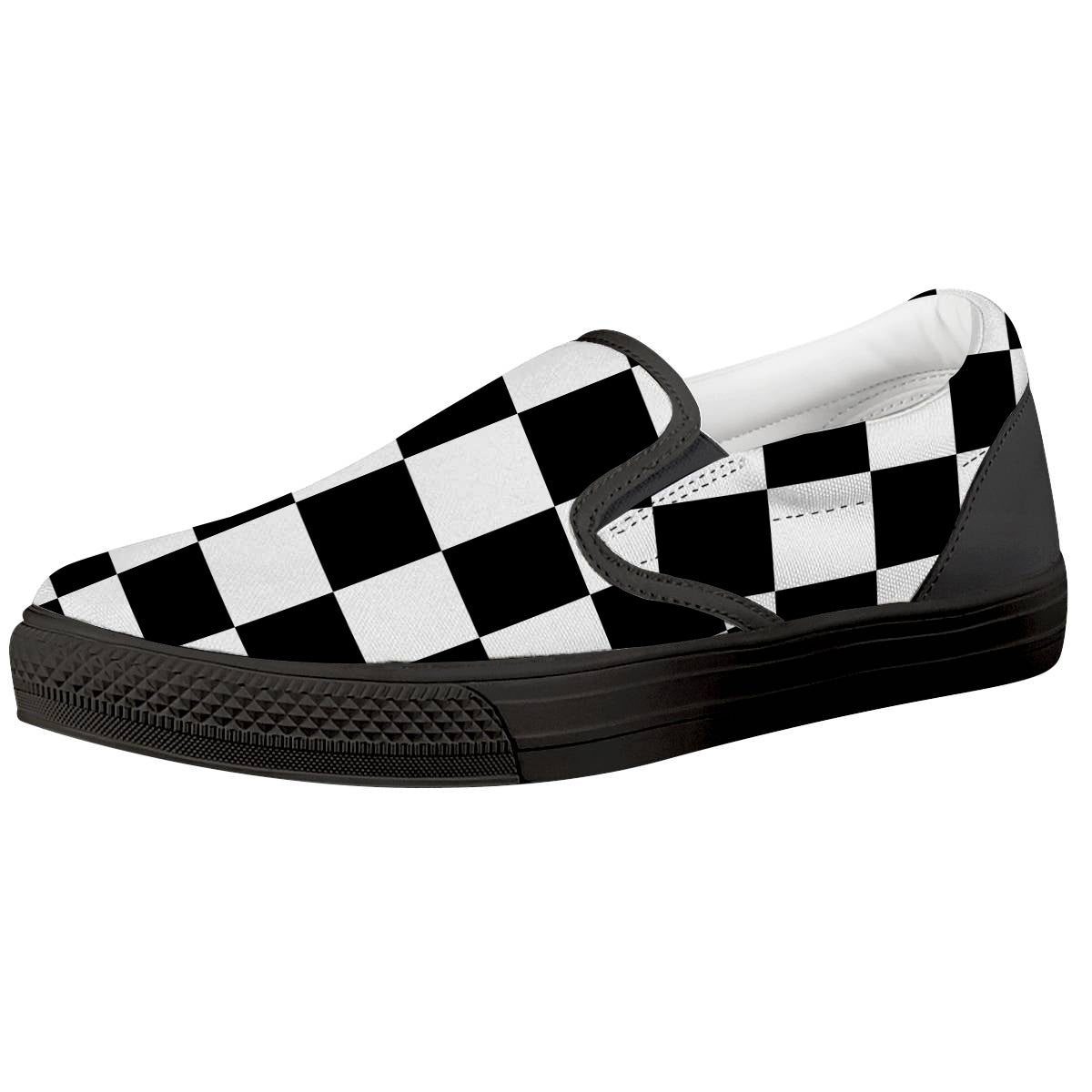 Chessboard Sphere Print Black Slip On Shoes-grizzshop
