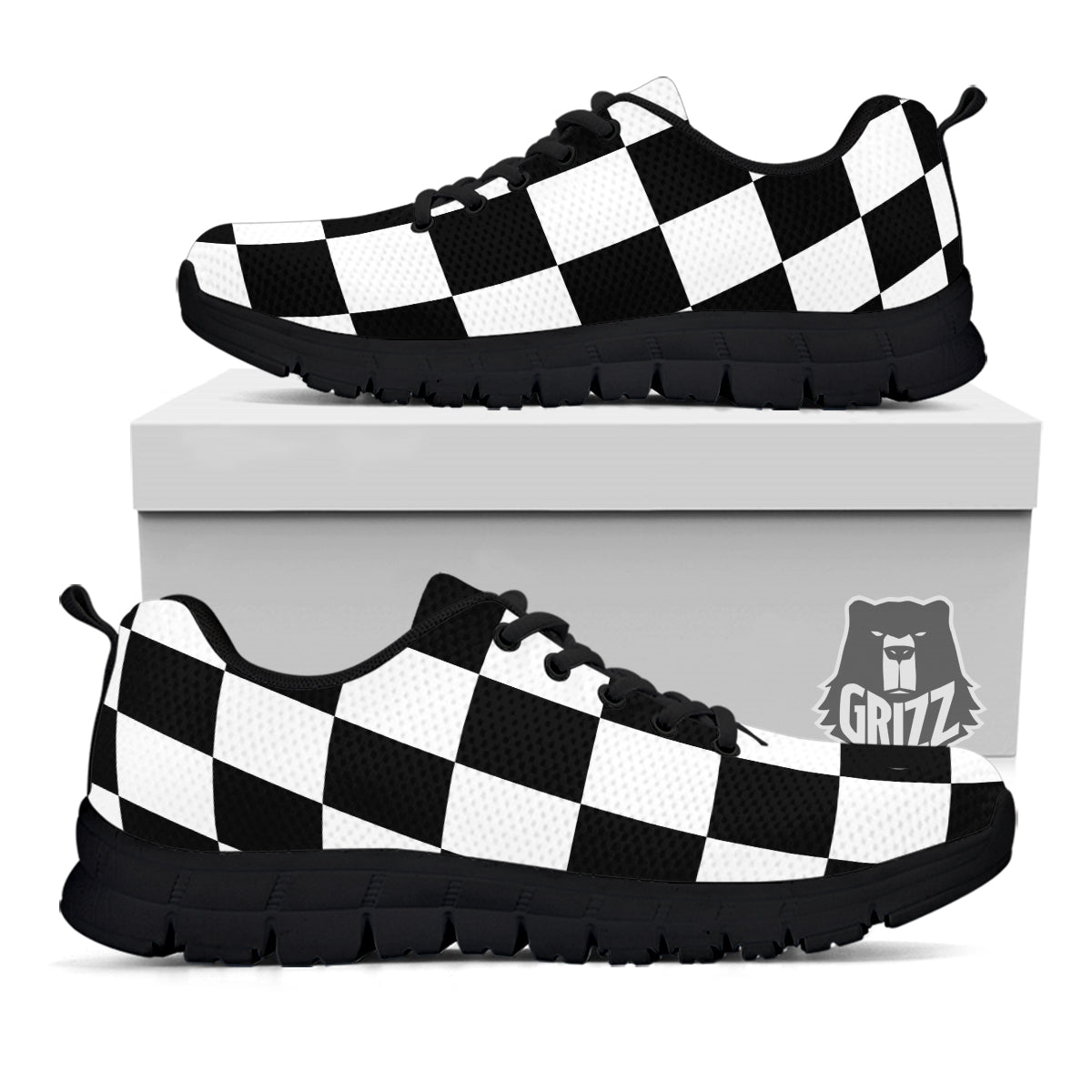 Chessboard Sphere Print Black Sneaker-grizzshop