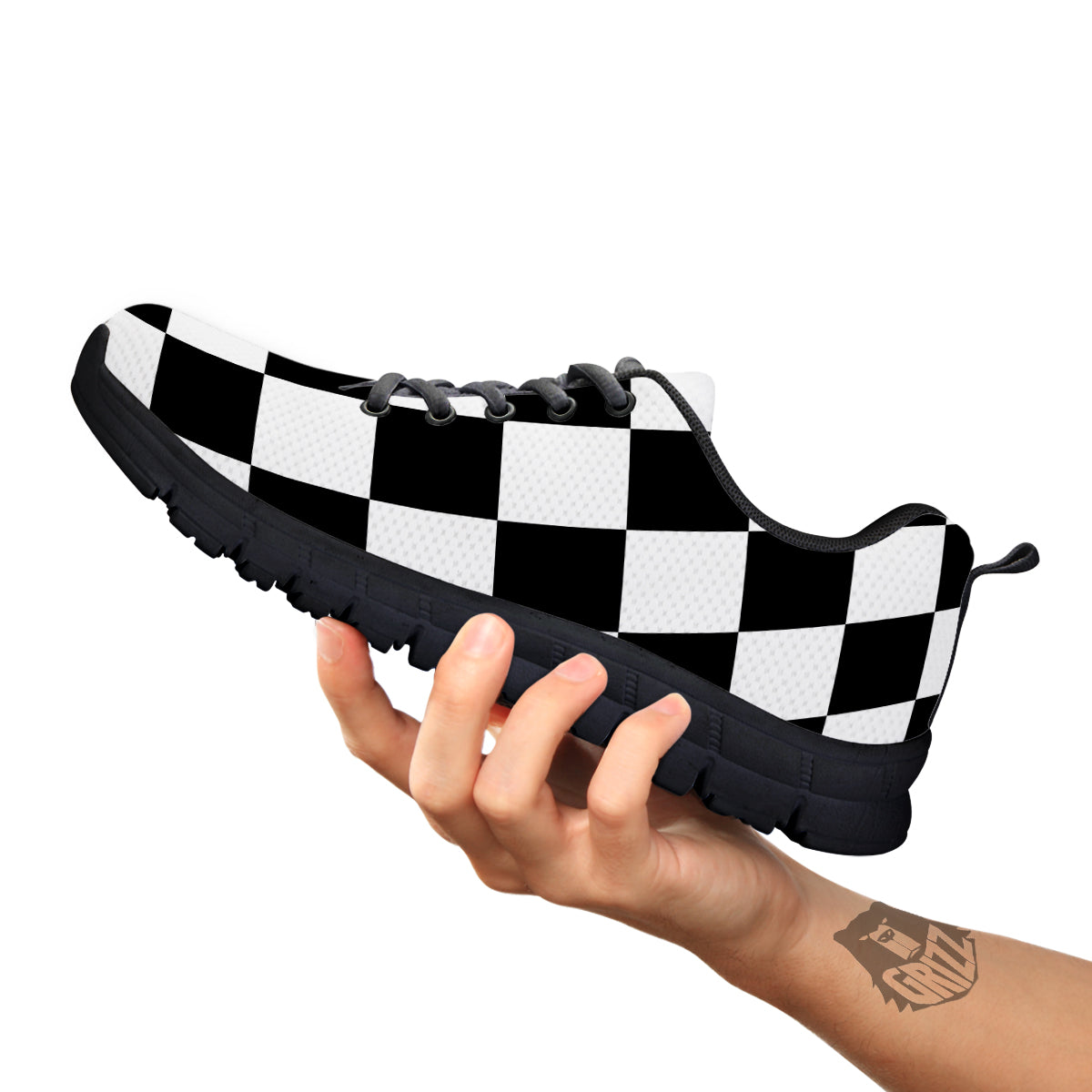 Chessboard Sphere Print Black Sneaker-grizzshop