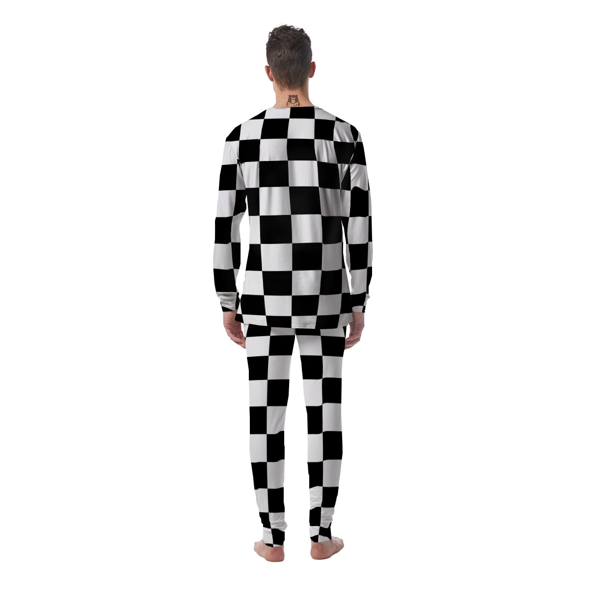 Chessboard Sphere Print Men's Pajamas-grizzshop