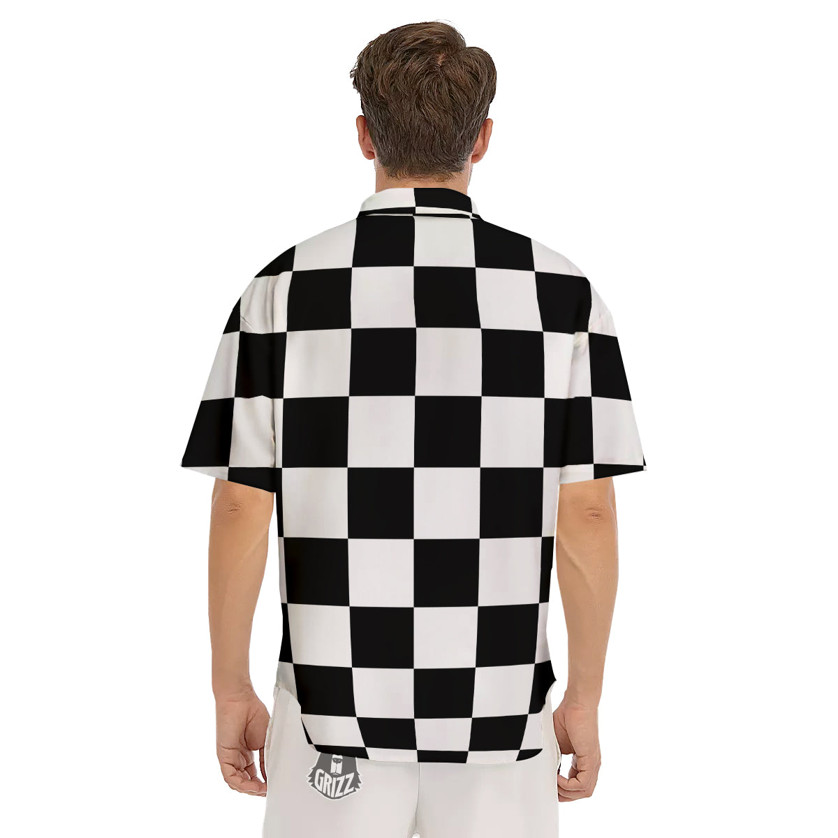 Chessboard Sphere Print Men's Short Sleeve Shirts-grizzshop