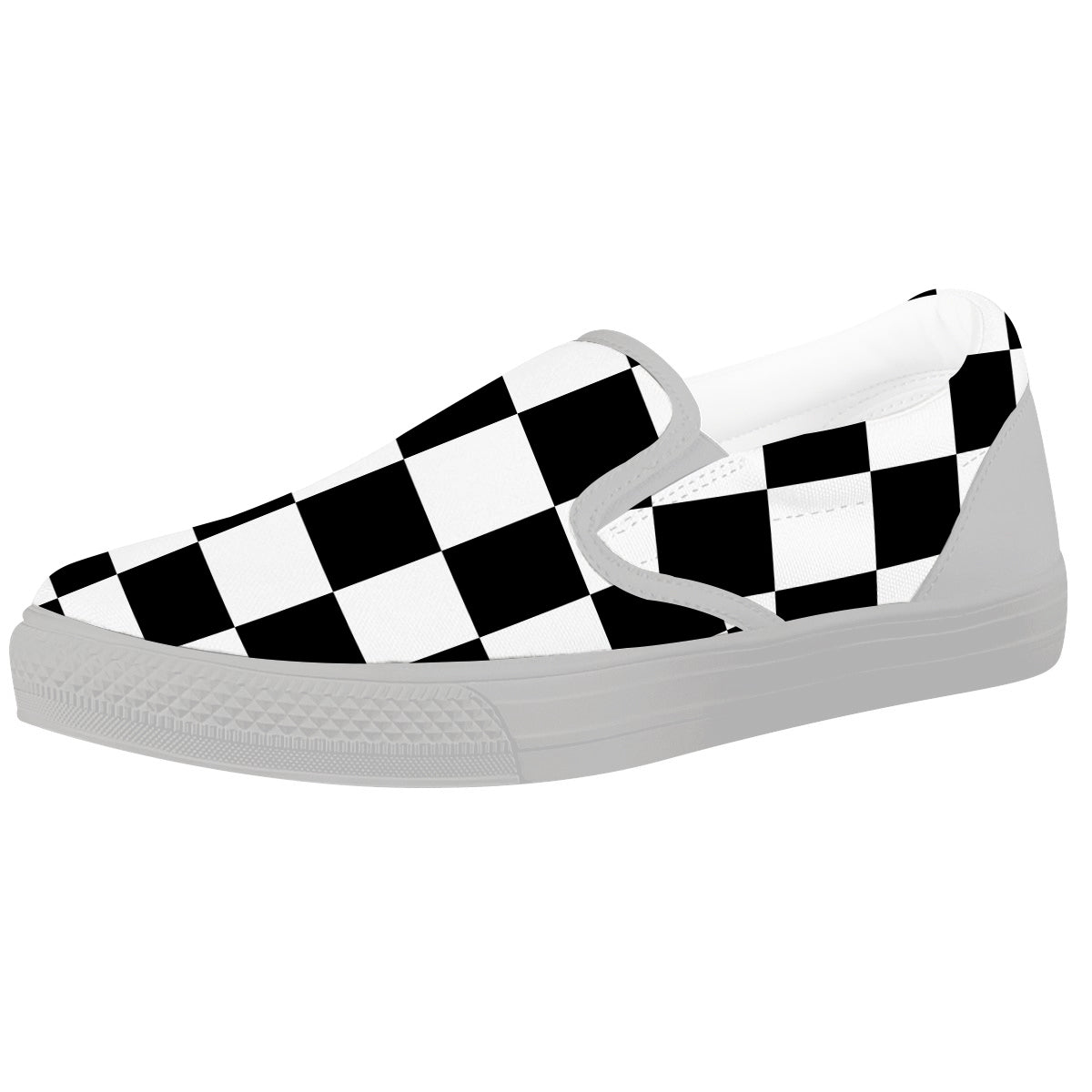 Chessboard Sphere Print White Slip On Shoes-grizzshop