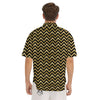 Chevron Black And Gold Print Pattern Men's Short Sleeve Shirts-grizzshop