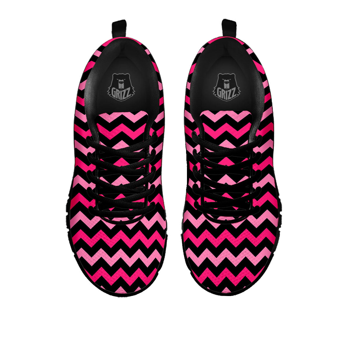 Chevron Black And Pink Print Pattern Black Sneaker-grizzshop