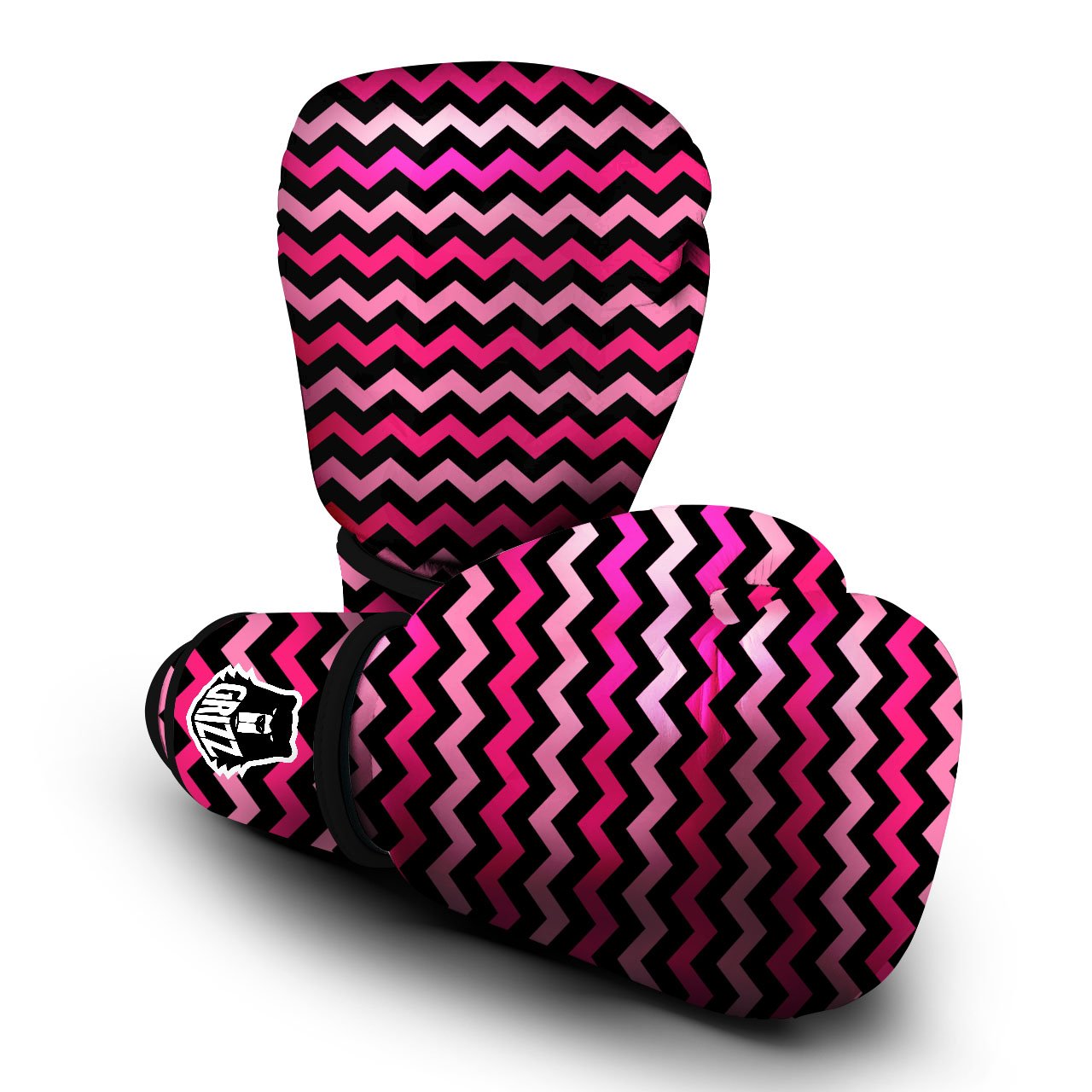 Chevron Black And Pink Print Pattern Boxing Gloves-grizzshop