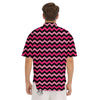 Chevron Black And Pink Print Pattern Men's Short Sleeve Shirts-grizzshop