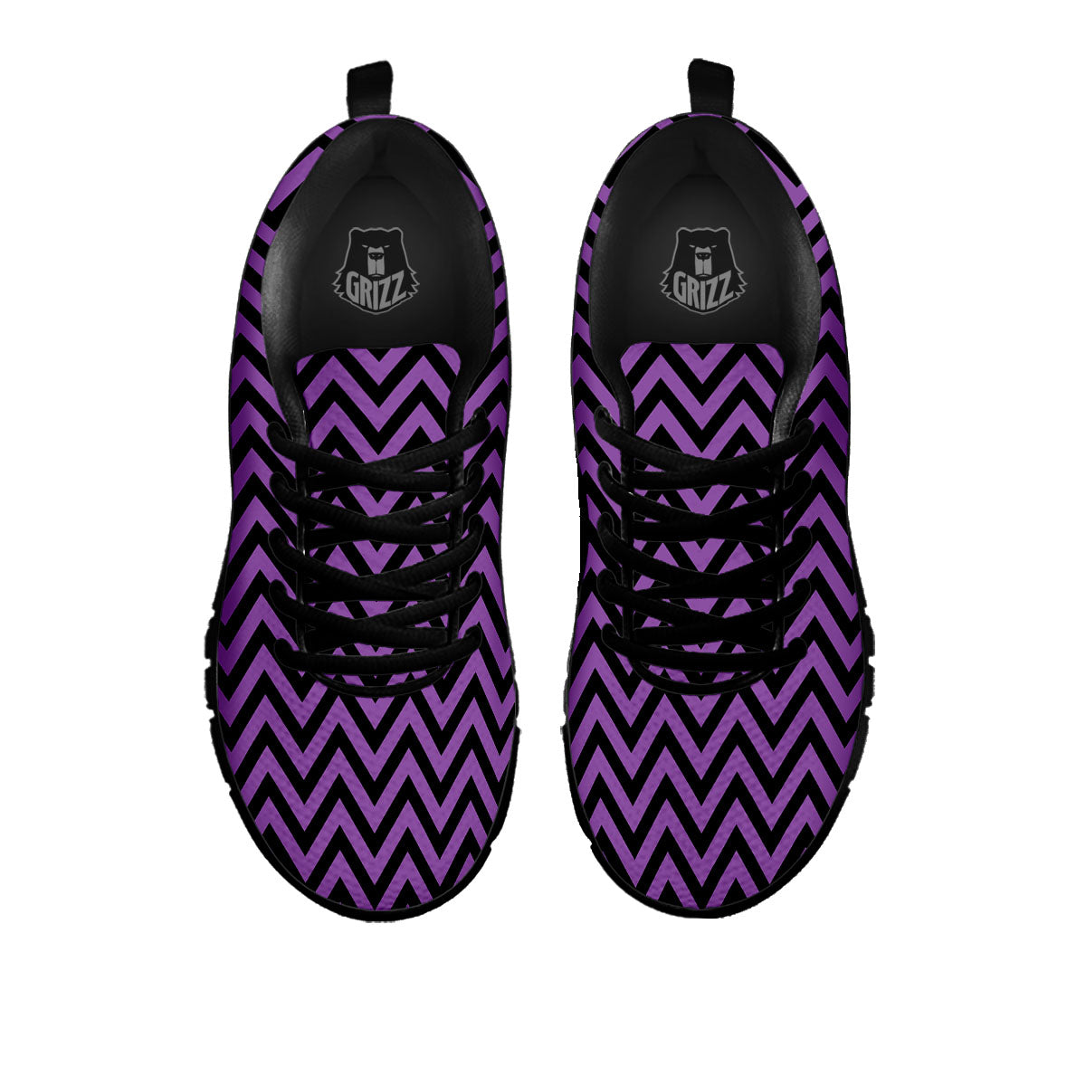 Chevron Black And Purple Print Pattern Black Sneaker-grizzshop