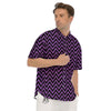 Chevron Black And Purple Print Pattern Men's Short Sleeve Shirts-grizzshop