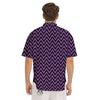 Chevron Black And Purple Print Pattern Men's Short Sleeve Shirts-grizzshop