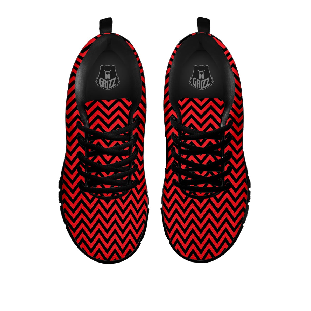 Chevron Black And Red Print Pattern Black Sneaker-grizzshop